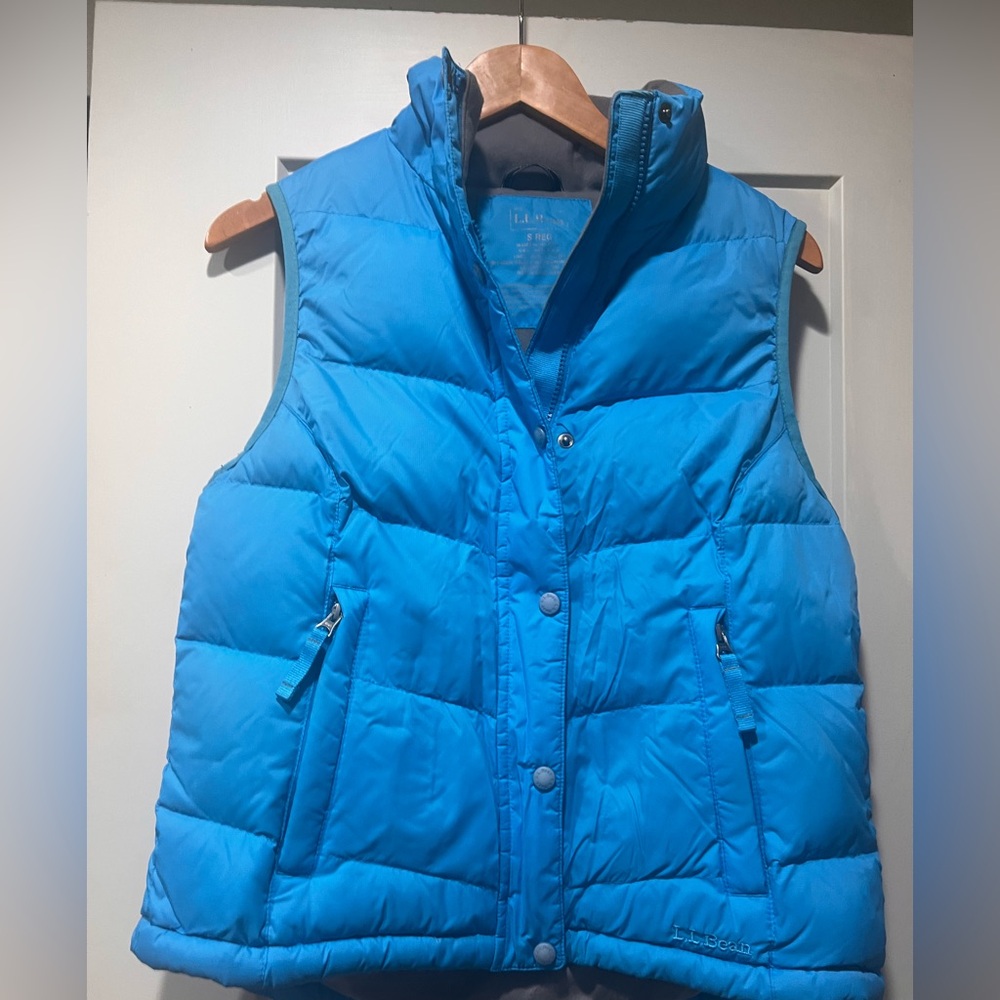 LL Bean Goose Down Puffer Vest Womens Small Blue Quilted Outdoor Gorpcore